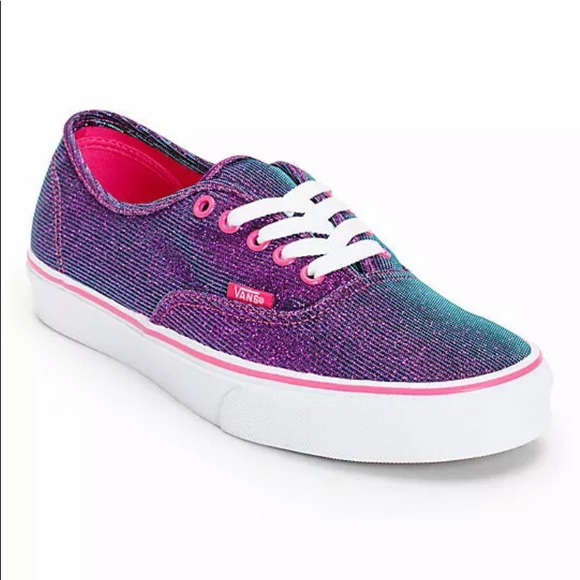 Vans Authentic shimmer magenta purple sneaker shoe - Picture 1 of 3